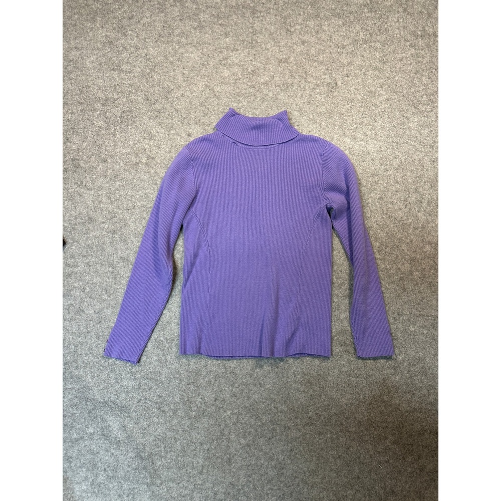 Coldwater Creek Ribbed Turtleneck Sweater Medium Purple Long Sleeve Knit